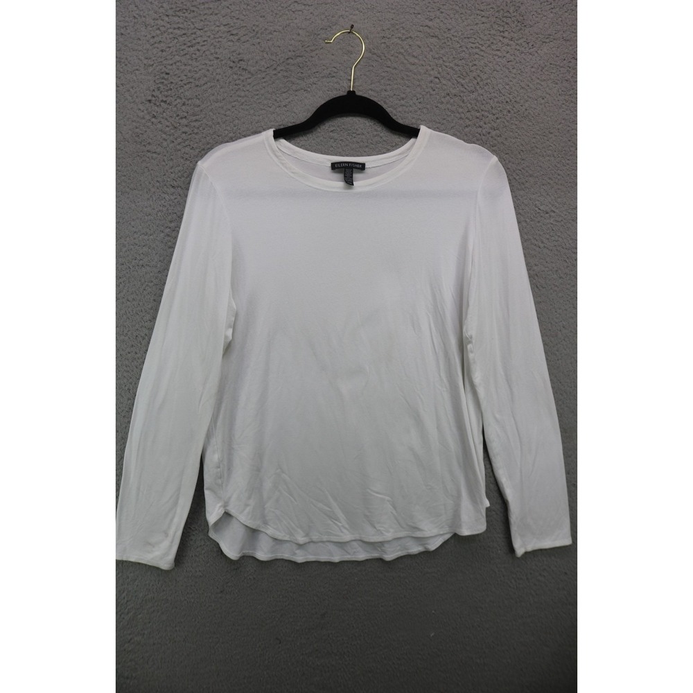 Eileen Fisher Long Sleeve Soft White Tunic-Size Medium-Minimalist-Lagenlook
